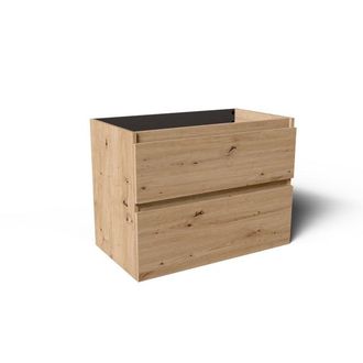 Saniclass Vita Badkameronderkast - 80cm - 2 lades - greeploos - rustiek eiken