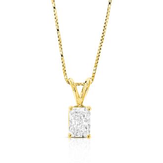 Vir Jewels 1 cttw Radiant Lab Grown Diamond Solitaire Pendant Necklace in 14K Gold with Chain For Women