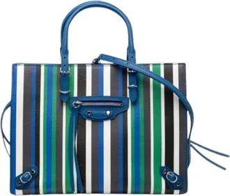 Balenciaga Pre-owned Tote Bags, female, Blue, Size: ONE SIZE Pre-owned Mini Papier A6 Satchel