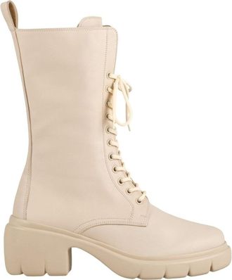 H&ouml;gl Beige Louise Mid-Height Lace-Up Leather Ankle Boots