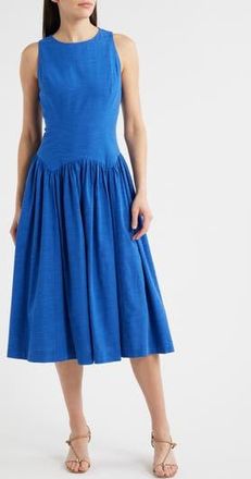 Mila Mae Sleeveless Linen Blend Midi Dress in Cobalt Blue at Nordstrom Rack, Size X-Small