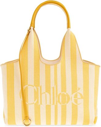 Chlo&eacute; Stripy Small Bag - Dames - Shoppers - Geel - ONE Size - Katoen - Tassen