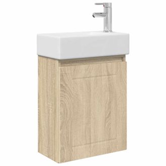 vidaXL M&oacute;dulo De Ba&ntilde;o Con Grifer&iacute;a Roble Sonoma 45,5 X 25,5 X 84 Cm Vidaxl