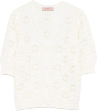 Twinset Cardigan - Dames - Vesten - Wit - XS - Wol - Truien & Vesten