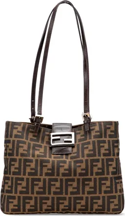 Fendi Borsa a spalla in tela con motivo Zucca XX secolo - Marrone