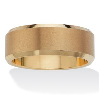 Palm Beach Jewelry Mens Gold Ion-Plated Tungsten Brushed Finish Bevel Edge Wedding Band