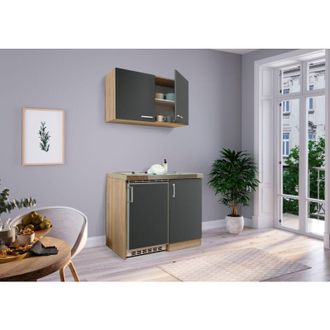 Respekta Cucina Minicucina Cucina singola Cucinino Dispensa Rovere Grigio Levin 100 cm Respecta