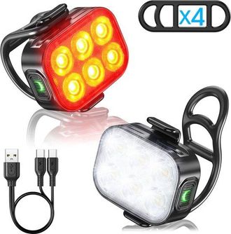 No Brand Luces De Bicicleta Delgadas Y Recargables Delanteras Y Traseras, [5+6 Modos] Luces Led De Bicicleta Con Doble Usb-c, Luz Delantera Y Trasera Impermeab