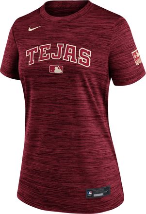 Nike Texas Rangers Authentic Collection City Connect Velocity Nike Womens Dri-FIT MLB T-Shirt in Red | 03EY6DLTER-YCQ