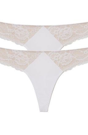 Skarlett Blue Minx Lace Thong 2-Pack in White/nylon at Nordstrom, Size X-Large