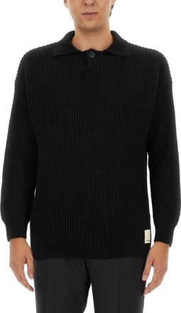 Emporio Armani Ribbed Wool Jersey With Classic Collar
