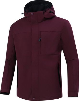 Generic Mens Fashion Jacket Waterproof Drawstring Hooded Windproof Rain Coat Outdoor Zip Pockets Hiking Travel Mountain Jacket light rain jackets men cycling 