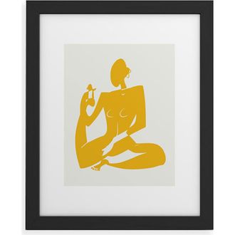 Deny Designs Yoga Nude in Yellow Framed Wall Art in Black Frame 11X14 at Nordstrom