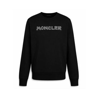 Moncler Sweatshirts, male, Black, Size: XL Embroidered Logo Sweatshirt
