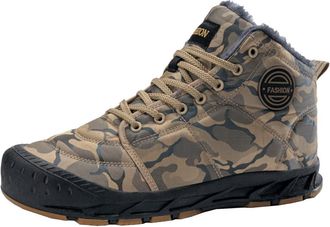 Generic Men winter snow boots are waterproof warm plush comfortable cold resistant non slip short boots (beige,7.5)