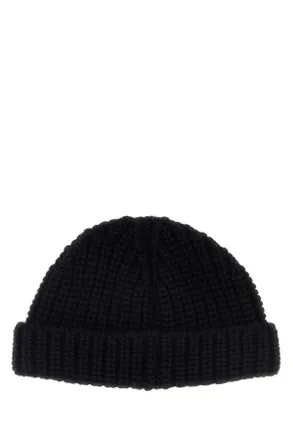 Valentino Garavani Mens Black Wool Beanie Hat Nero Exterior: Virgin Cuffie