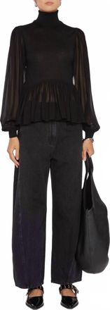 Ulla Johnson Liana Turtleneck Top In Noir