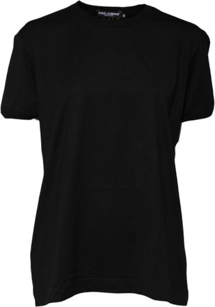 Dolce & Gabbana Womens Black Cotton Goodluck Tee Crew Neck T-Shirt