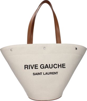 Saint Laurent Rive Gauche Damens Umh&auml;ngetasche Stoff Beige/Ziegelstein