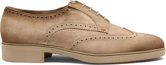 Santoni Easy Brogue Lace-Up - Heren - Veterschoenen - Beige - 39 EU - Su&egrave;de - Schoenen