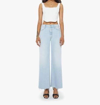 Mother Lil Hustler Roller Fray Wide Leg Jeans In Bring The Cooler