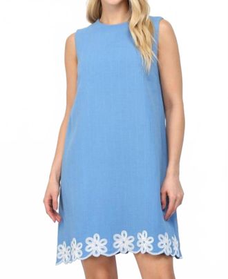 Fate Embroidered Floral Hem Mini Dress In Blue