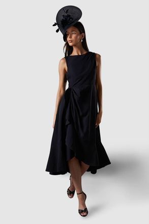 Coast Crepe Low Back Ruffle Dress in Black at Nordstrom, Size 14