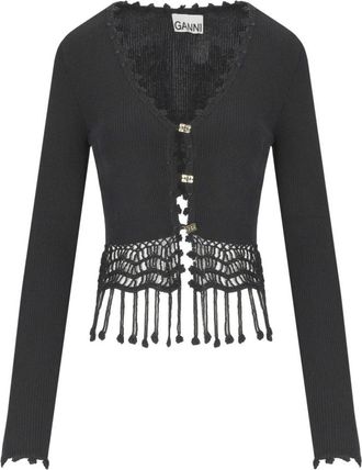 Ganni Dames, Truien, Zwart, Maat: S Viscose