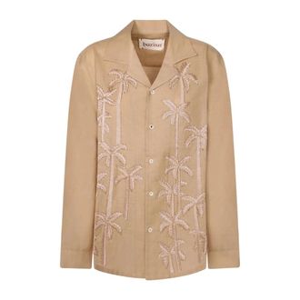 Baziszt Casual Shirts, male, Beige, Size: M Palm shirt