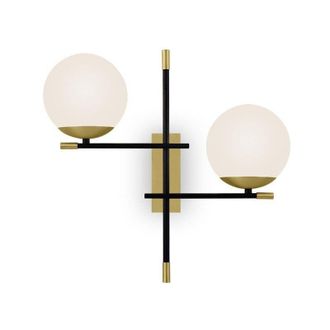 Maytoni Applique Contemporanea Nostalgia Metallo Oro Opaco 2 Luci Diffusori Bianchi