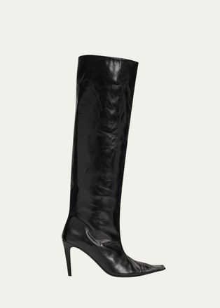 Brunello Cucinelli 25mm Monili-Heel Suede Knee-High Boots