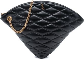 Saint Laurent Black Large Quilted Lambskin Sade Triangle Pouch