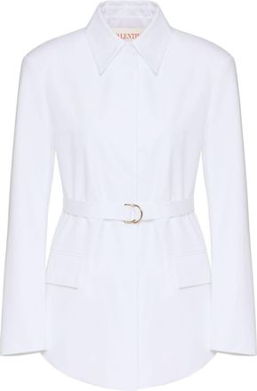 Valentino Garavani Compact poplin pea coat - women - Cotton/Cotton - 40 - White