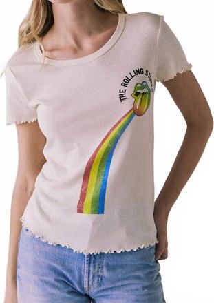 Chaser Rolling Stones Rainbow Tee In Off White