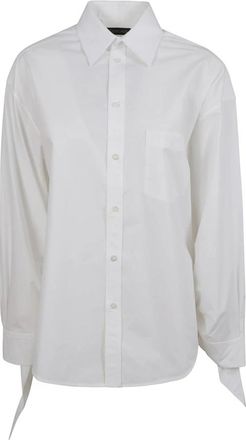 Balenciaga Blouse met geknoopte manchetten - Dames - Overhemden - Wit - M - Katoen - Overhemden