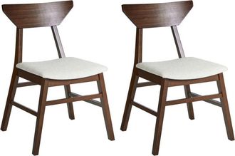 Beliani Beliani - Conjunto De 2 Sillas De Comedor Asiento Tapizado En Poli&eacute;ster Acolchado Respaldo Y Estructura De Madera De Caucho Comedor Cocina Marr&oacute;n Clar