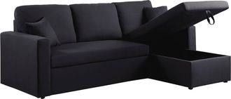 Habitat et Jardin Habitat Et Jardin - Divano Angolare Convertibile alain - 221 X 145 X 85 Cm - 3 Posti - Nero