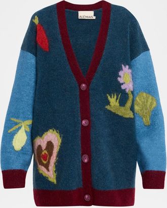 Alemais Fredo Colorblock V-Neck Cardigan