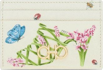 Ferragamo Gancini Card Holder With Floral Print