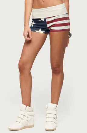 Edikted USA Foldover Shorts in Cream at Nordstrom, Size X-Small