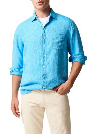 Rodd & Gunn Coromandel Button-Up Linen Shirt in Cobalt at Nordstrom, Size Xxx-Large