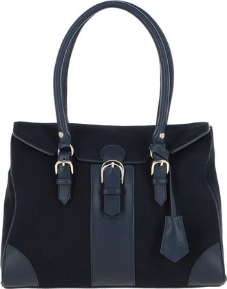 Ashwood Leather Womens Onda Opulenta Flap Over Soft Suede Tote Bag - Navy - One Size