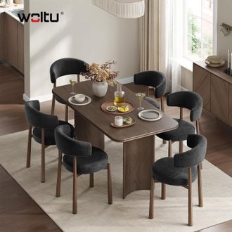 Woltu Woltu Juego De 6 Sillas Modernas Para Comedor/cocina - Tapizado De Chenilla, Patas De Metal Con Efecto Madera - Apto Para Comedor, Sala De Estar O Res