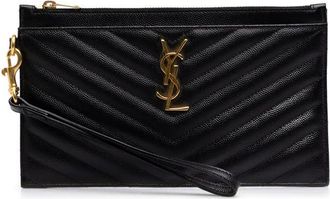 Saint Laurent Pre-owned Saint Laurent Grain De Poudre Chevron Monogram Bill Pouch Ladies 2W2HXEGOK8OS8G3M