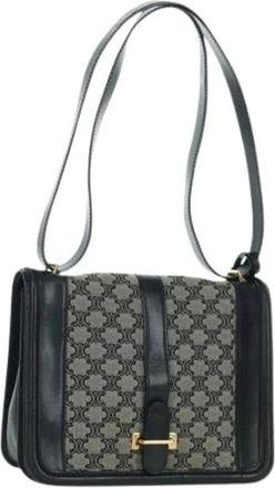 Celine Pre-owned Macadam Canvas Schoudertas - Dames - Vintage Schoudertas - Zwart - ONE Size - Leer - Vintage