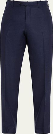 Cesare Attolini Mens Flat-Front Flannel Trousers