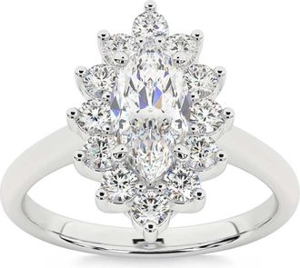 Pompeii3 1 1/2ct Marquise Diamond Halo Engagement Ring 14k Gold Lab Grown