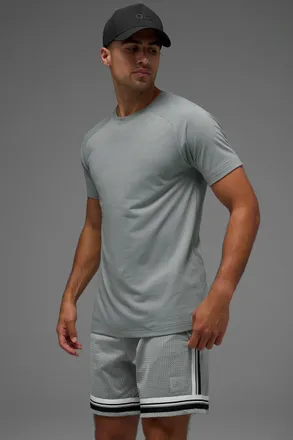 Alo | Triumph Raglan T-Shirt in Lunar Grey, Size: Medium