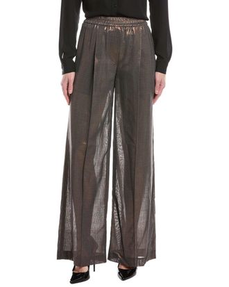 Brunello Cucinelli Metallic Pull-On Wool-Blend Pant