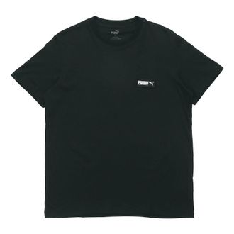 Puma Fuslon Minimalistic Chest Alphabet Logo Label Short Sleeve Black 582687-01
